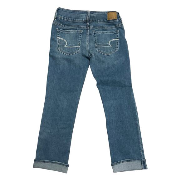 American Eagle Jeans Women's Size 2 Artist Crop Super Stretch Denim Medium Wash - Picture 3 of 9